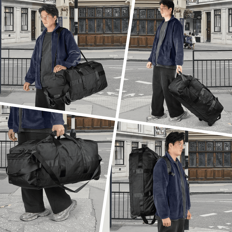 34 Inch Foldable Rolling Duffle Bag, 90L Water Resistant Multi Use Travel Bag wi8