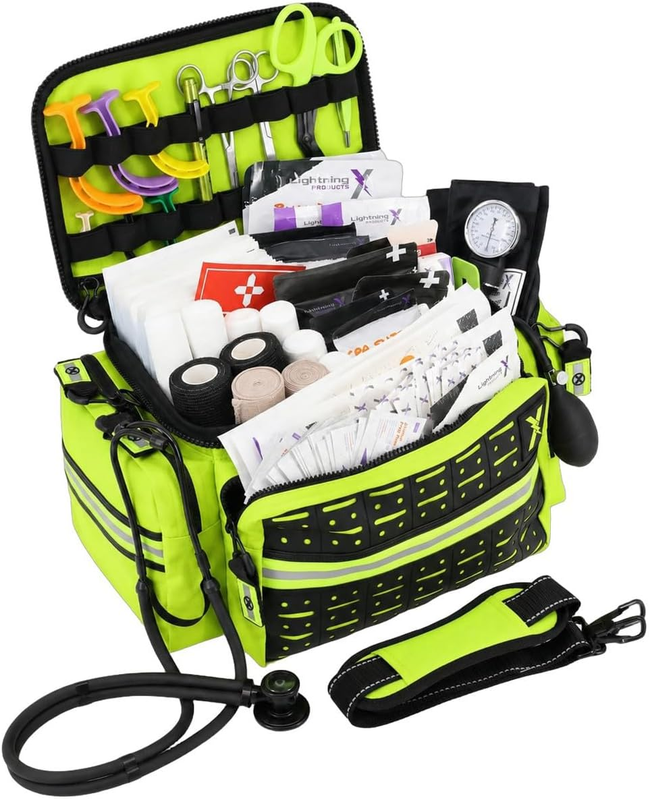 Lightning X EMT Bag LXMB25 Fully Stocked 240+ EMS Trauma Kit Fluorescent Yellow9