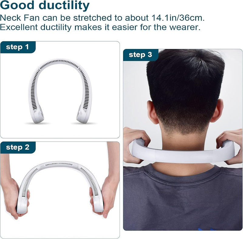 Portable Neck Fan   Rechargeable Bladeless Hands Free Cooling for All (White)6