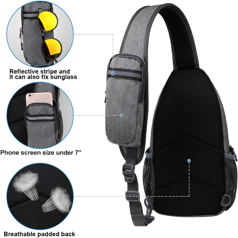 Dark Gray Crossbody Sling Backpack Travel Hiking Chest Bag Daypack4