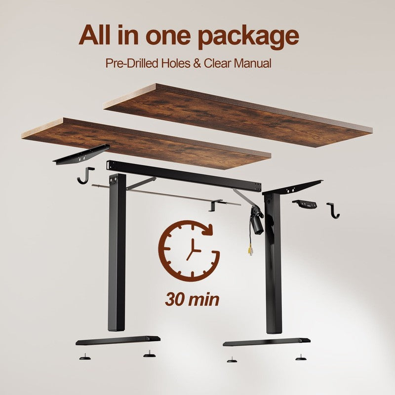 47.2in Electric Standing Desk Height Adjustable Ergonomic Rustic Brown2