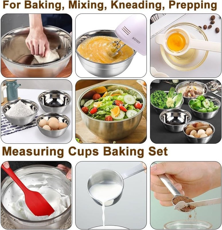 5-Speed Electric Hand Mixer, 4 Large Mixing Bowls Set, Handheld Mixers with Whis7