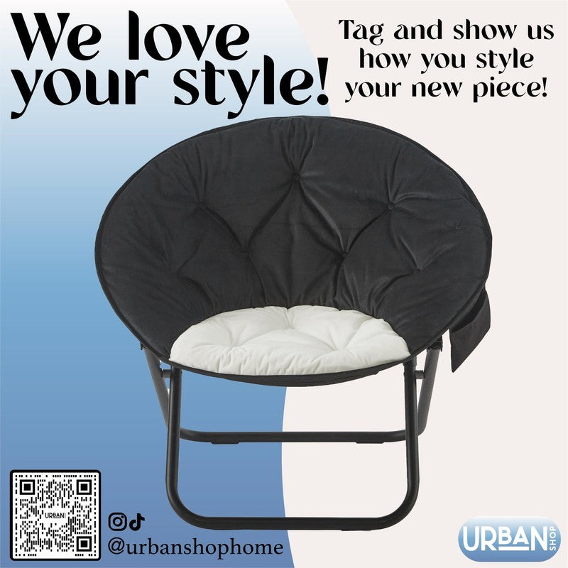Colorblock Saucer Chair, Black/White, Perfect for Adults and Teens6