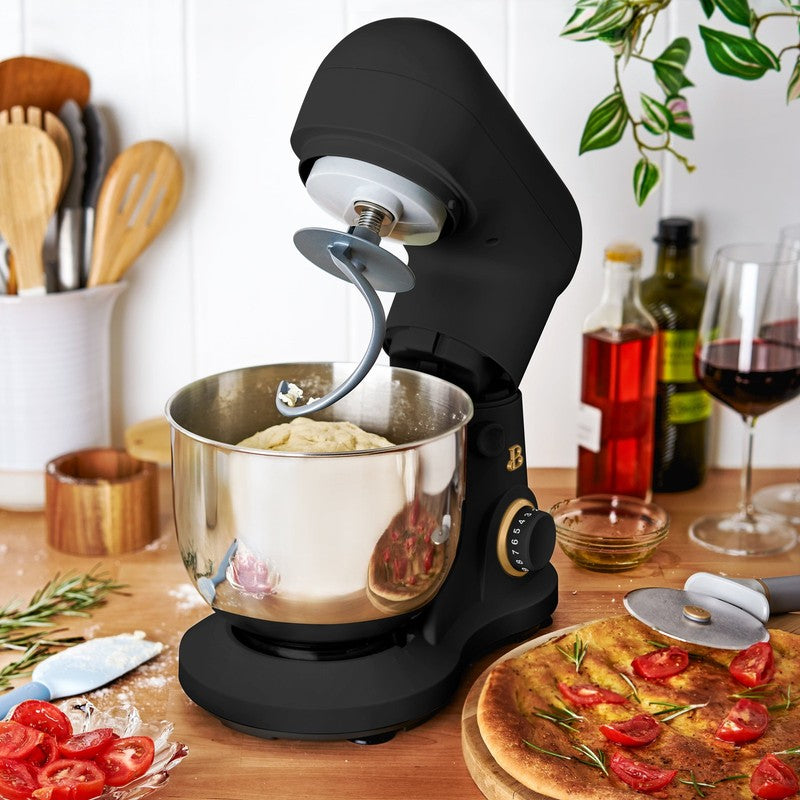 3.5 Qt Stand Mixer Black Sesame w/ Flat Beater Dough Hook & Whisk5