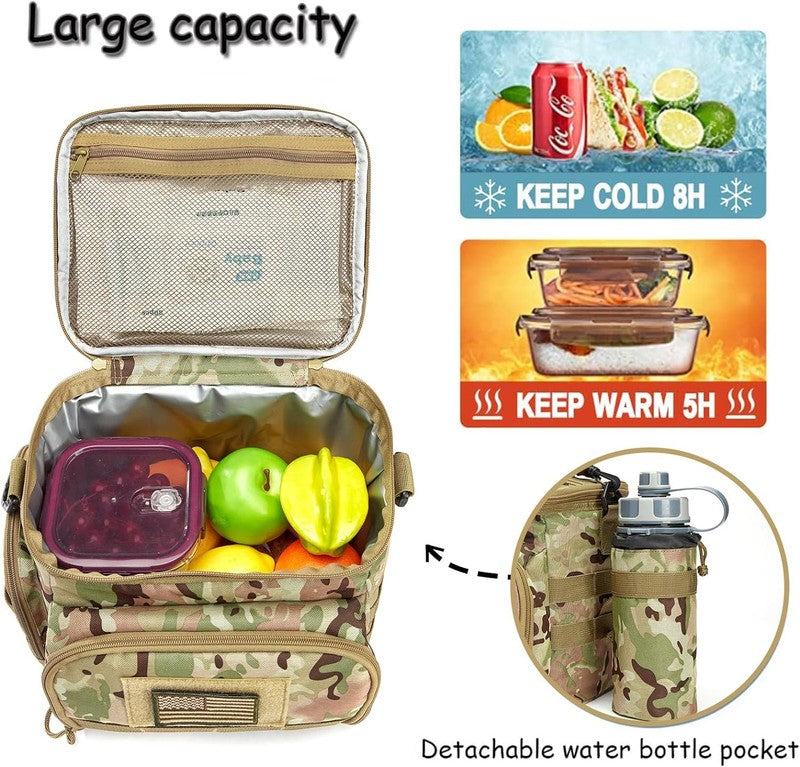 Tactical Lunch Bag MOLLE Insulated Leakproof Large Lunchbox Camouflage Green5