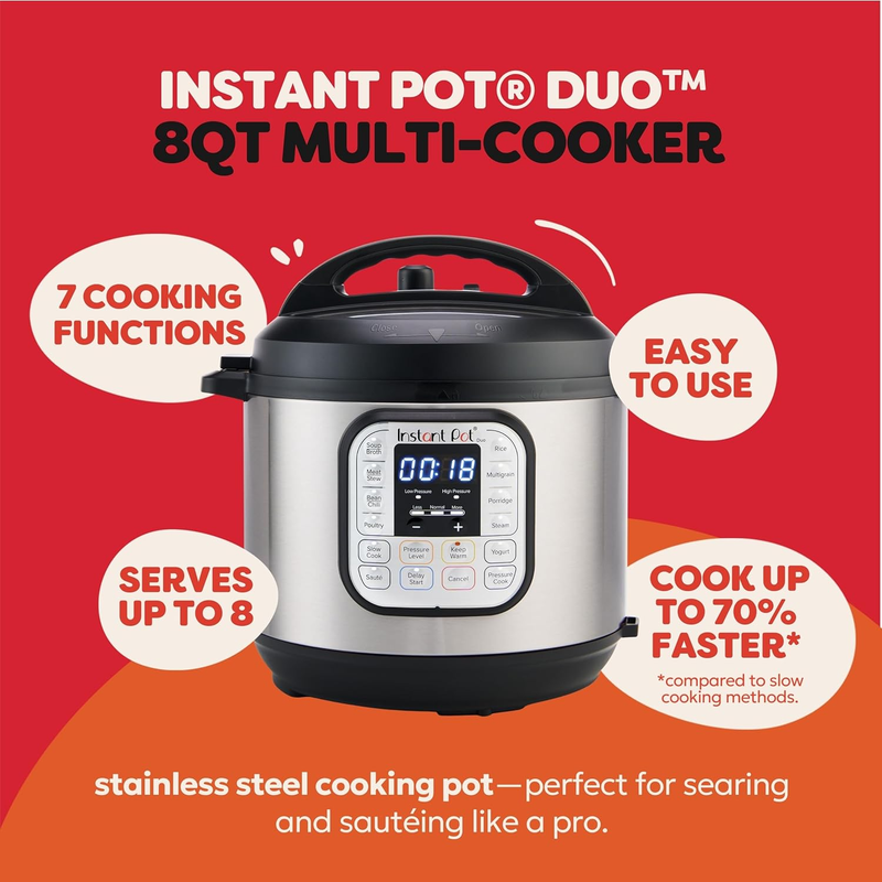 8 Qt 7-in-1 Electric Pressure Cooker Stainless Steel Multi Cooker App Recipes1