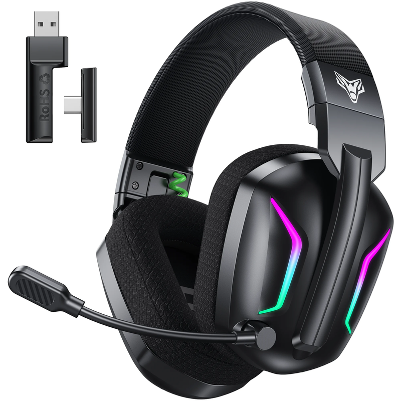 Wireless Gaming Headset PS5 PS4 PC Switch 2.4GHz Bluetooth Mic Black10