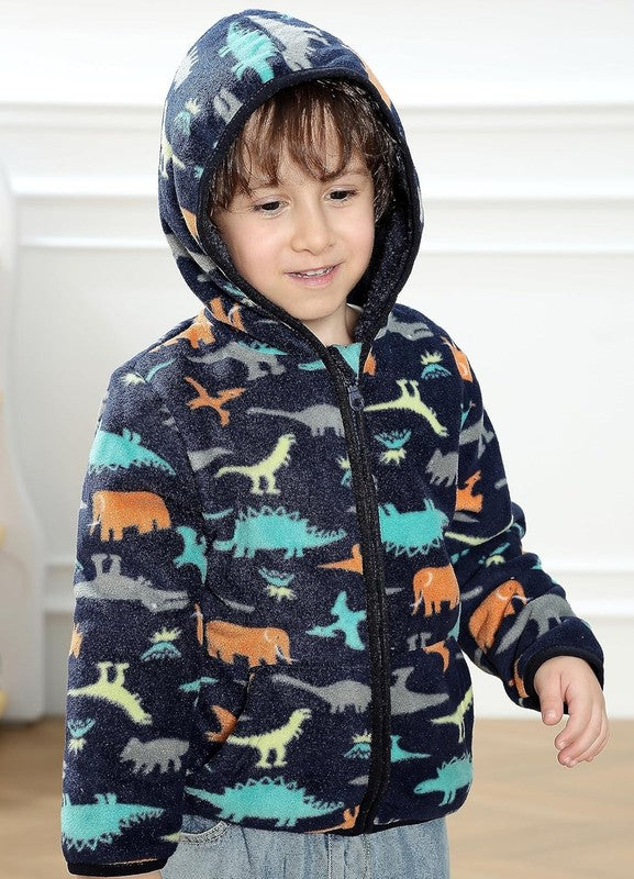 Toddler Fleece Jacket Hooded Zipper Warm Outerwear for Boys & Girls 1 6Y Sizes2