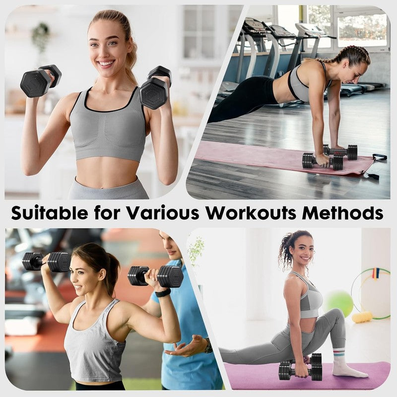 4-in-1 Adjustable Dumbbells Set 2-5lb TPU Handle Home Gym Women Fitness Black1