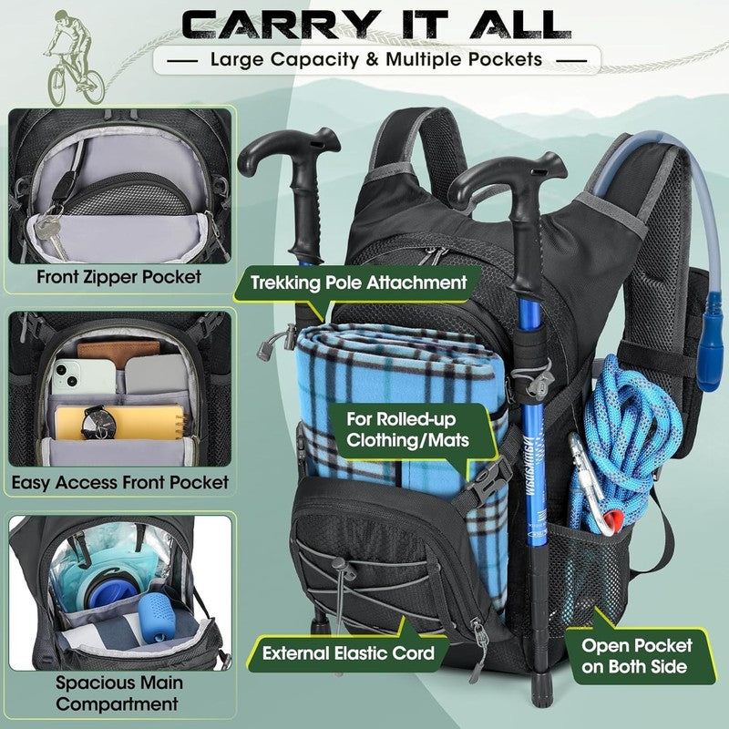 Hydration Backpack with Water Bladder, 18L Lightweight Hiking Backpack for Women3