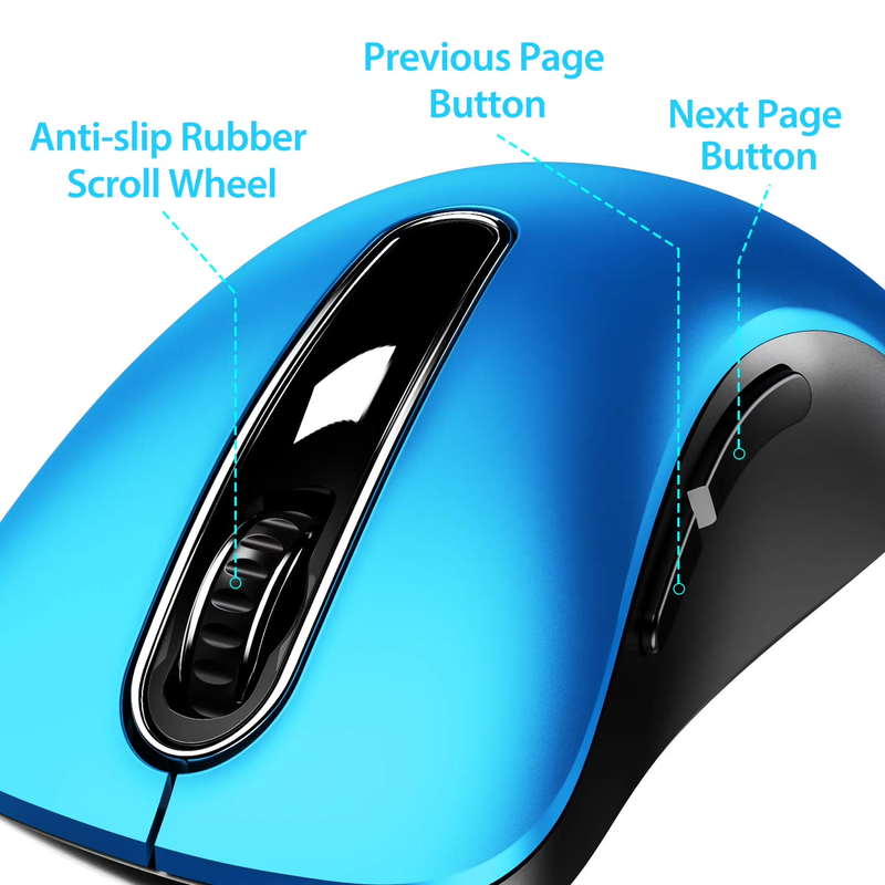 Wireless Optical Mouse 1400 DPI 5 Button USB Receiver for PC Laptop Blue4