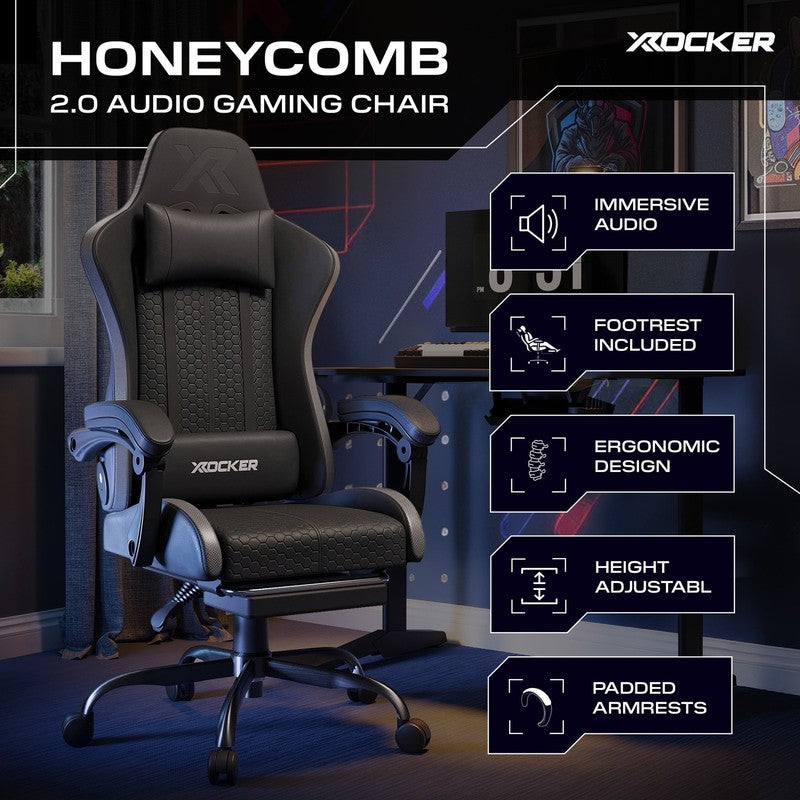 Honeycomb Faux Leather PC Gaming Chair, Black8