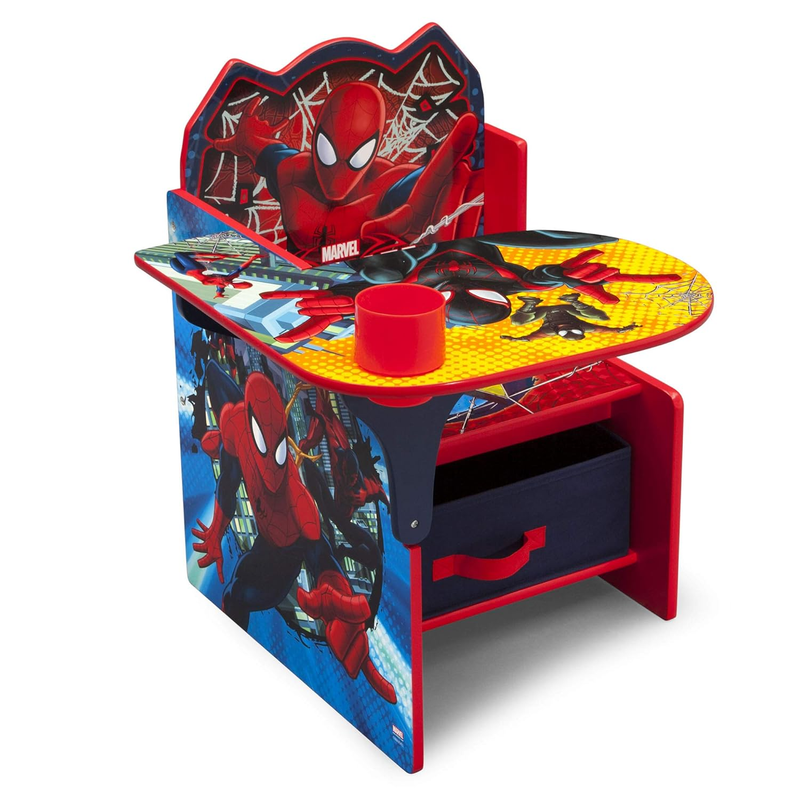 Spider Man Chair Desk w/ Storage Bin Armrest & Cushion Greenguard Gold Wood7