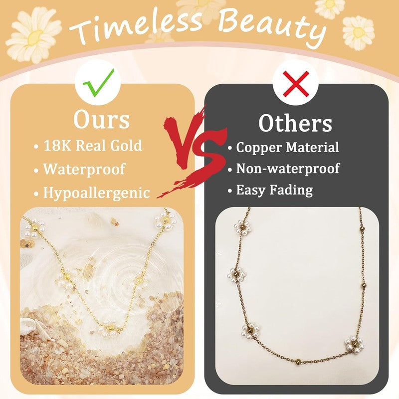 Pearl Necklace for Women, Gold Plated Stainless Steel4