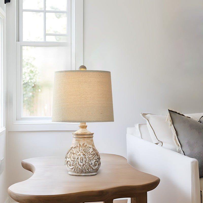 Set of 2 18.5" Retro Farmhouse Table Lamps Resin for Bedroom & Living Room7