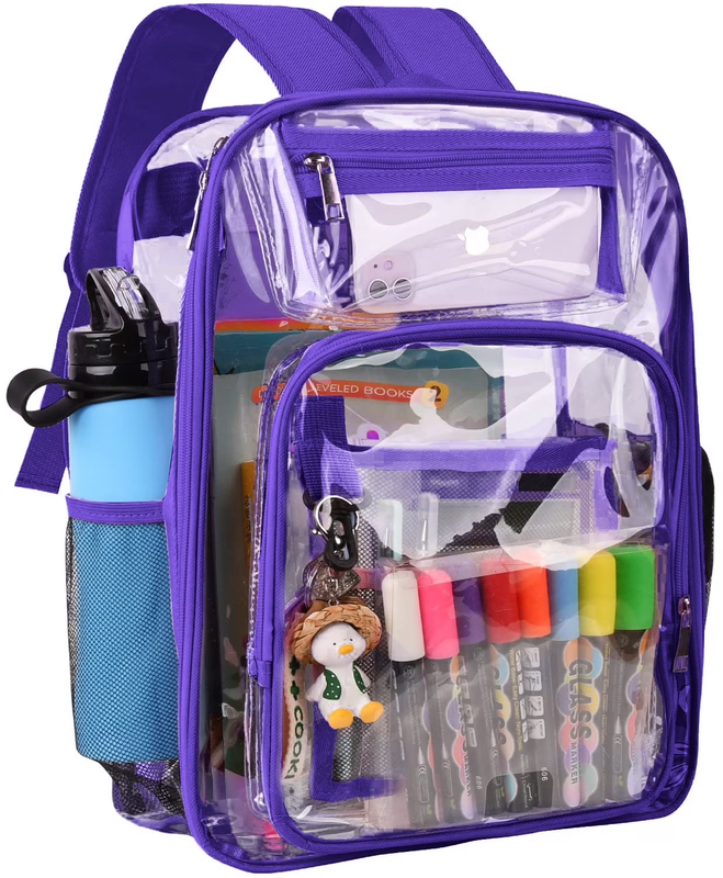 Clear Backpack, Heavy Duty PVC Transparent Backpack Stadium Approved with Reinfo11
