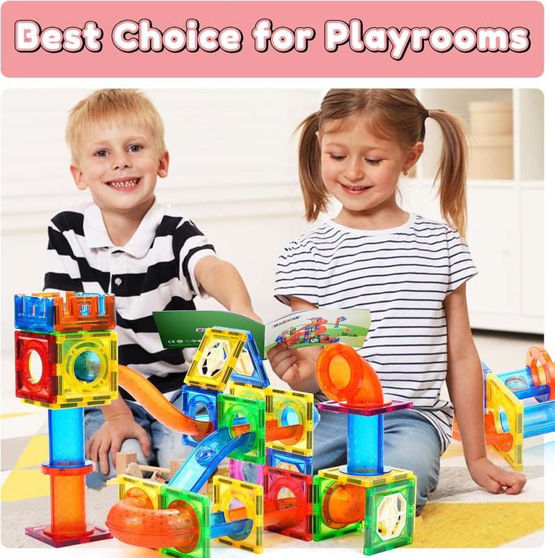 85PCS Marble Run Magnetic Tiles STEM Building Blocks Educational Toy Ages 5+2