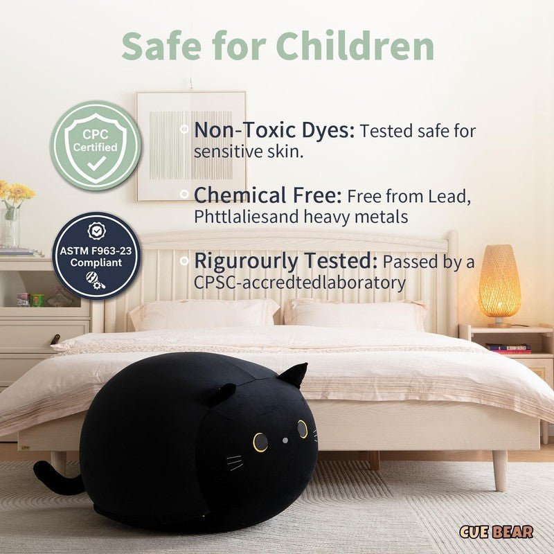 Stuffed Animal Storage Bean Bag Cover Kids Black Cat Toy Organizer Large3