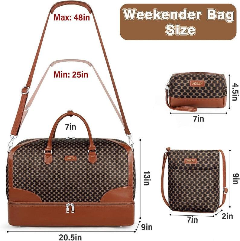 Women’s Weekender Travel Duffel Bag Carry On w/ Shoe Compartment Large Nylon7
