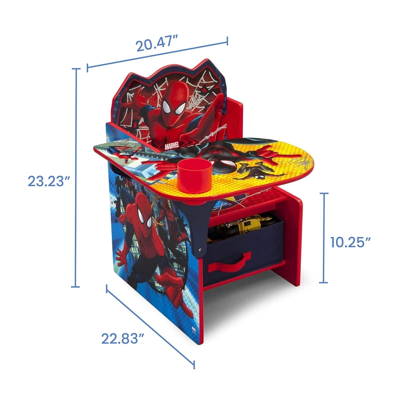 Spider Man Chair Desk w/ Storage Bin Armrest & Cushion Greenguard Gold Wood5