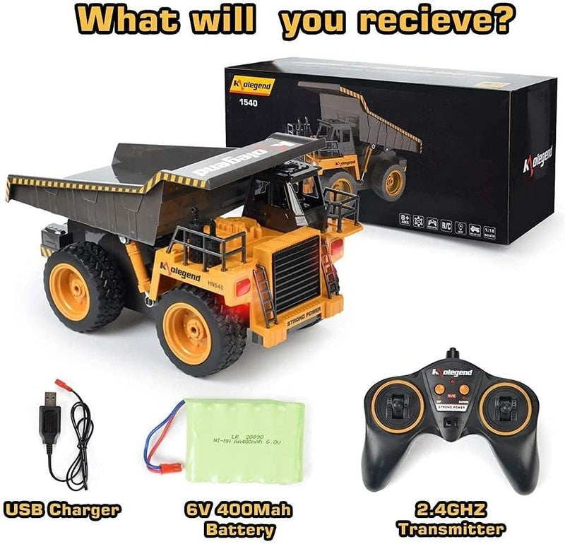 Remote Control Construction Dump Truck Toy Rechargeable Battery for Boys & Girls6