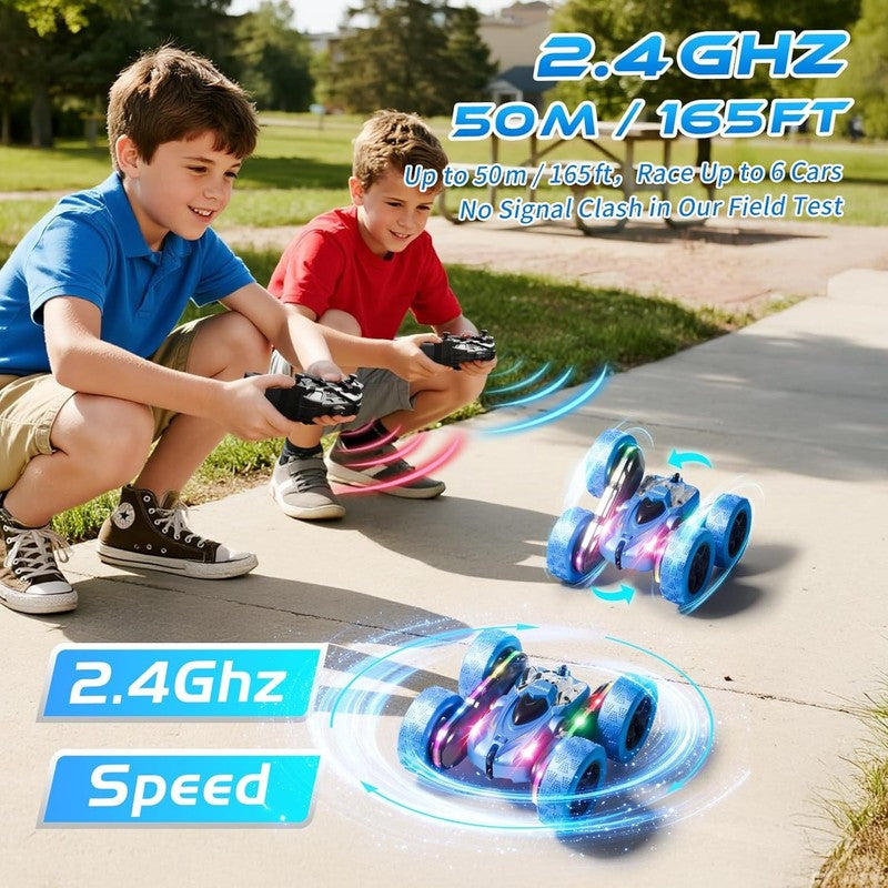 Remote Control Stunt Car 4WD 360° Flip Double‑Sided RC Cars, LED Light Bar, USB‑5