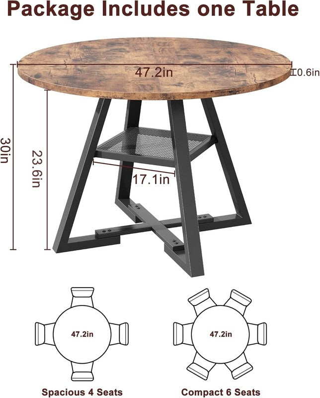 Round Dining Table for 4,Kitchen Dining Room Circle Dinner Pedestal Table,Space 1