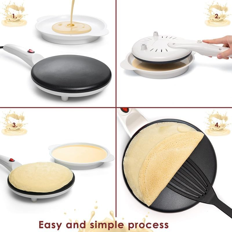 Electric 8" Crepe Maker Nonstick Portable Pan Auto Temp Control Hot Plate3