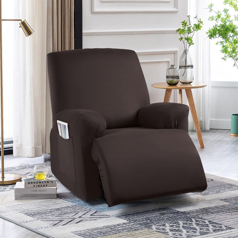 Recliner Chair Slipcover Stretch Cover with Pockets Furniture Protector, Coffee6