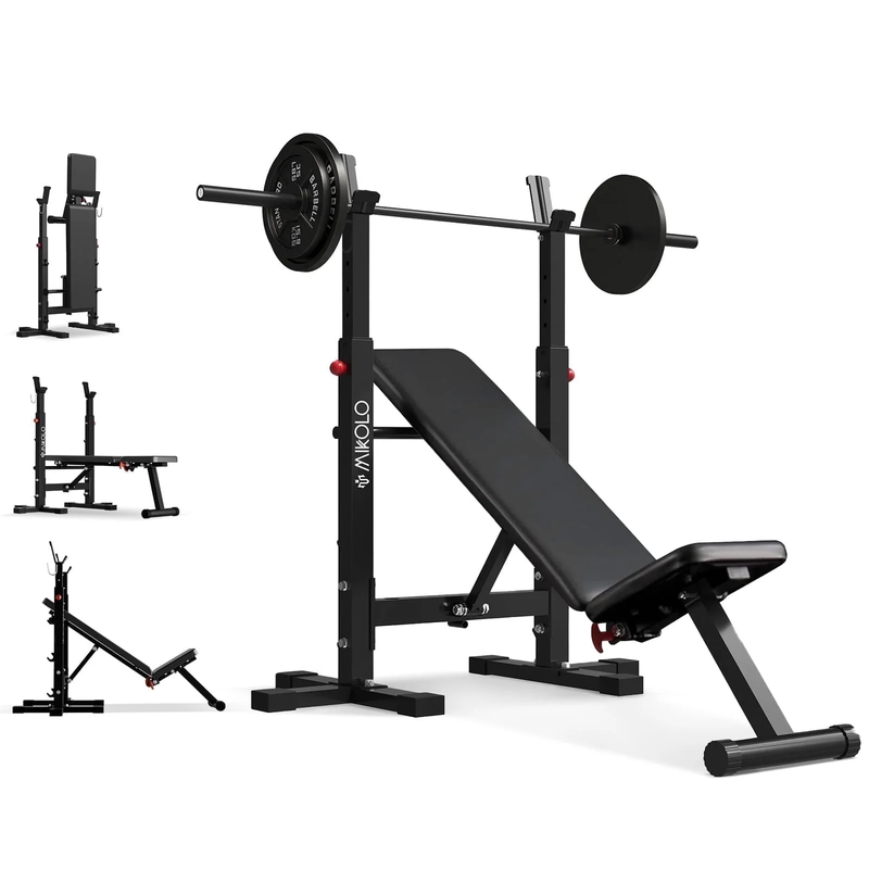 Adjustable Weight Bench, 660LBS Foldable Bench Press with Squat Rack, Multi Func9