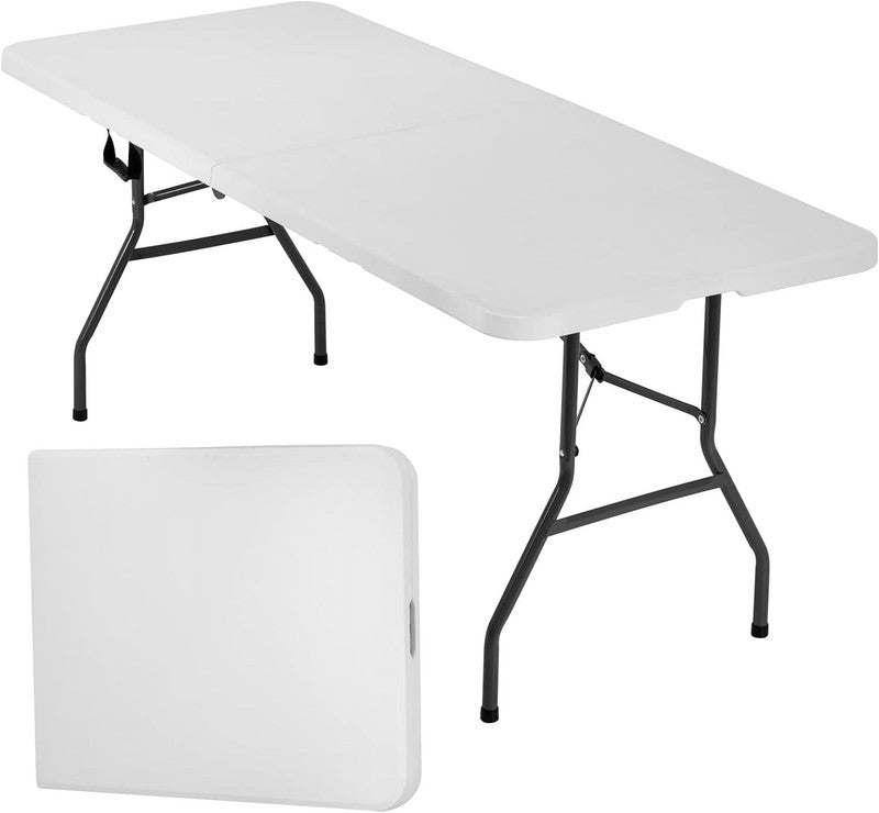 6 FT Folding Half Portable Table White 70x29 Party Backyard Event1