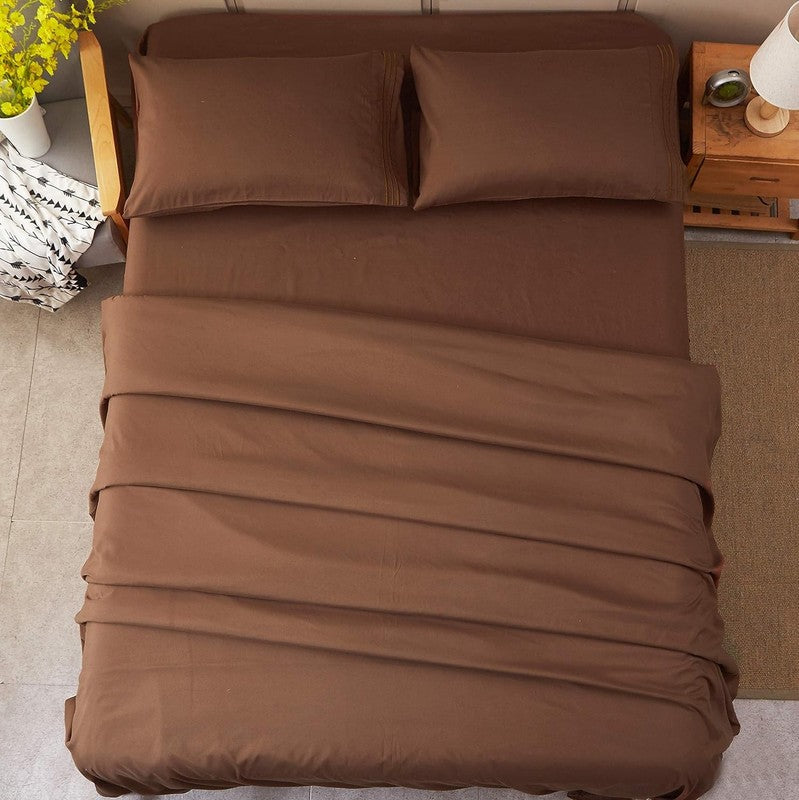Super Soft 1800 Thread Count Microfiber Queen Sheets   4 Piece, Brown8