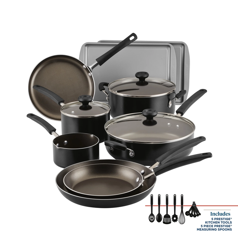 22Pc Nonstick Cookware Set Easy Clean Dishwasher Safe Black0