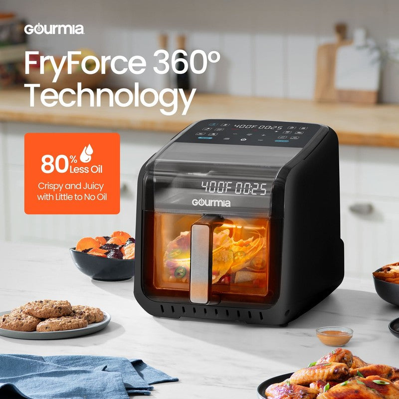 7QT Digital Air Fryer Panoramic View Window 12 Preset Touch Screen Cooker Black5