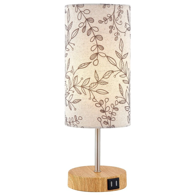15" 3 Way Dimmable Table Lamp w/ USB Leaf Print Touch Control Bedside Lamp10