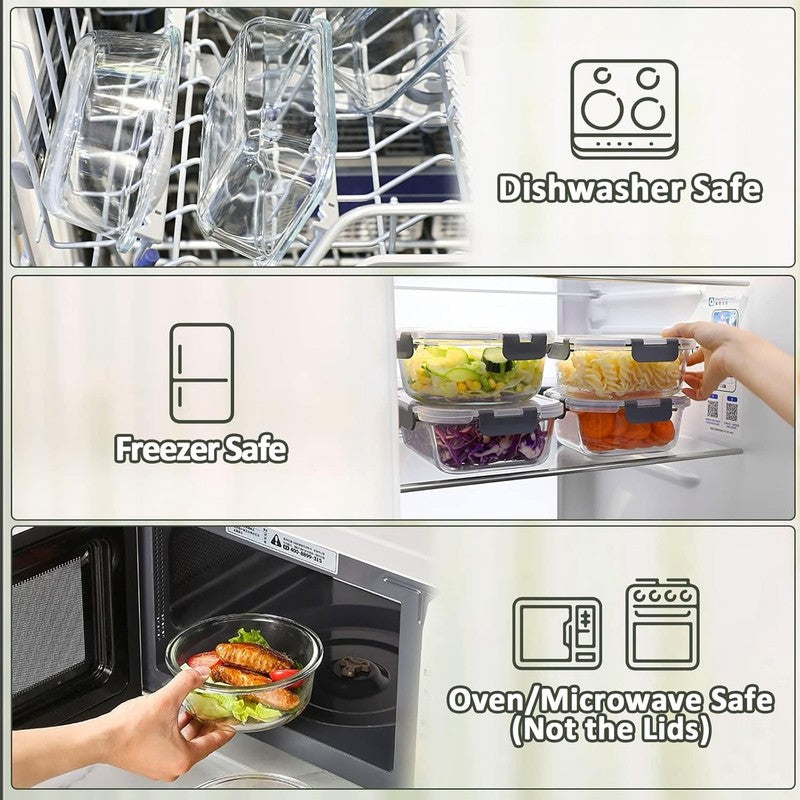24 Piece Glass Meal Prep Containers Airtight Snap Lock Lids3