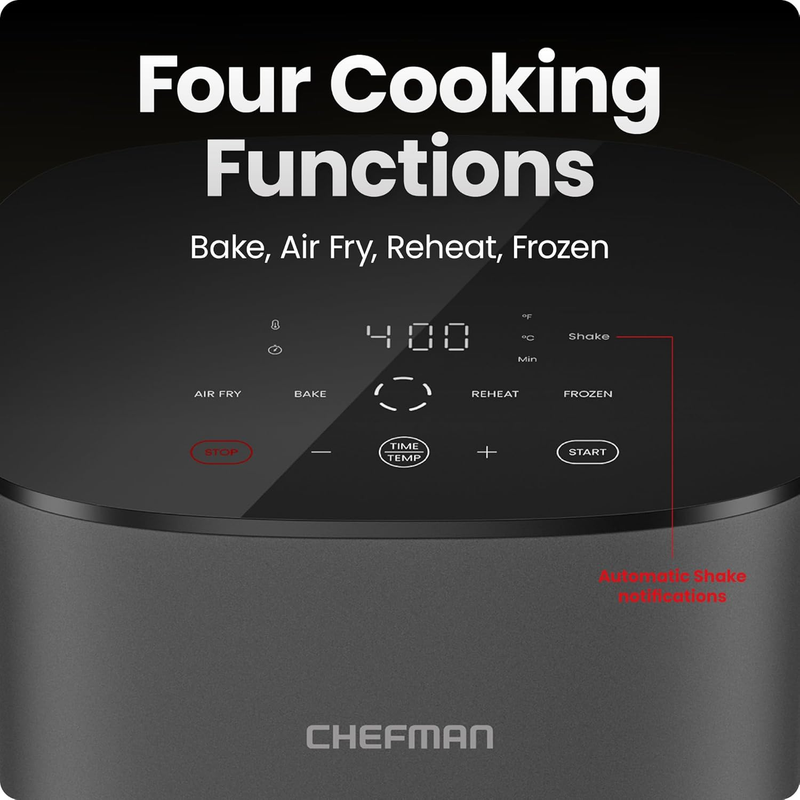 Turbox 4-in-1 Air Fryer, 5Qt, Air Fry/Bake/Reheat/Frozen, Digital Touch, Gray4