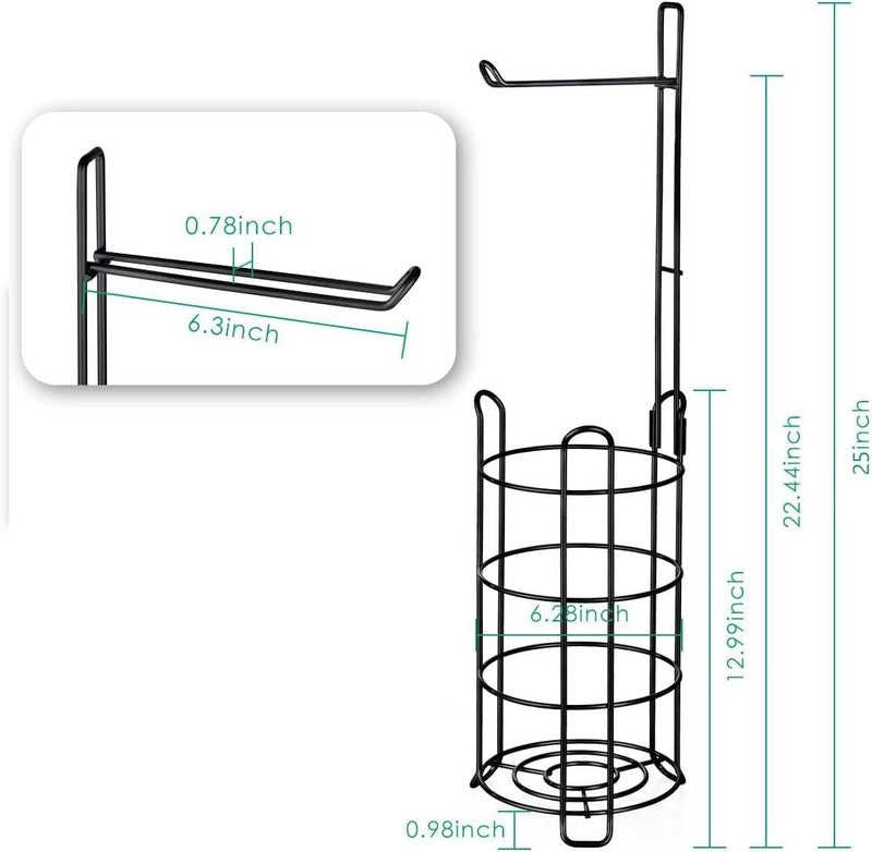 Free Standing Toilet Paper Holder with Storage for 3 Spare Rolls   Black2