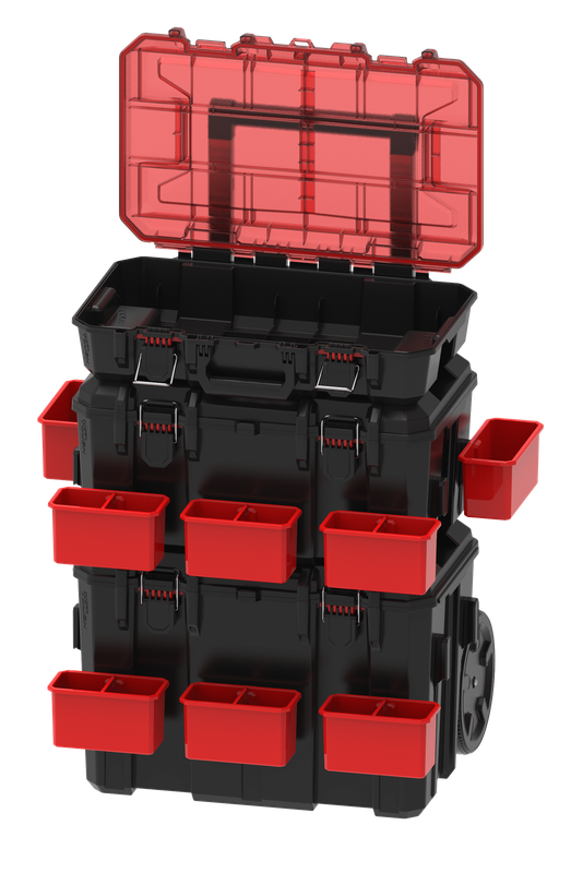 Hyper Stack Heavy Duty 3 Piece Modular Rolling Toolbox System Black2