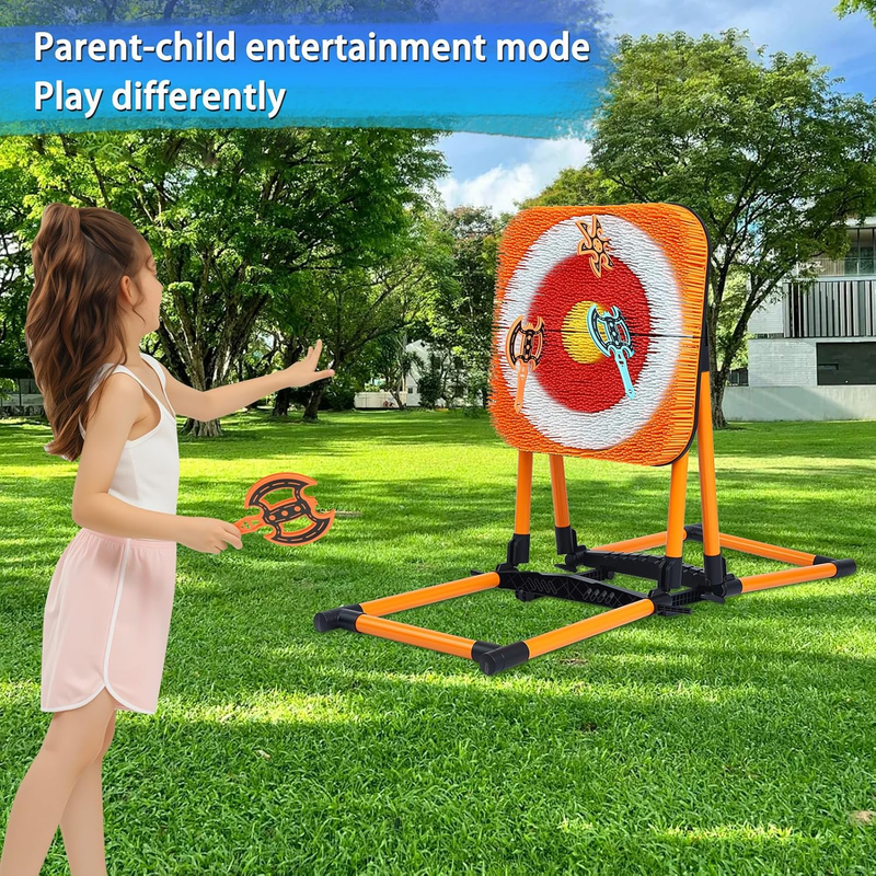 Axe Throwing Game Set Backyard w/ 8 Axes 8 Star Darts Indoor Outdoor Fun5