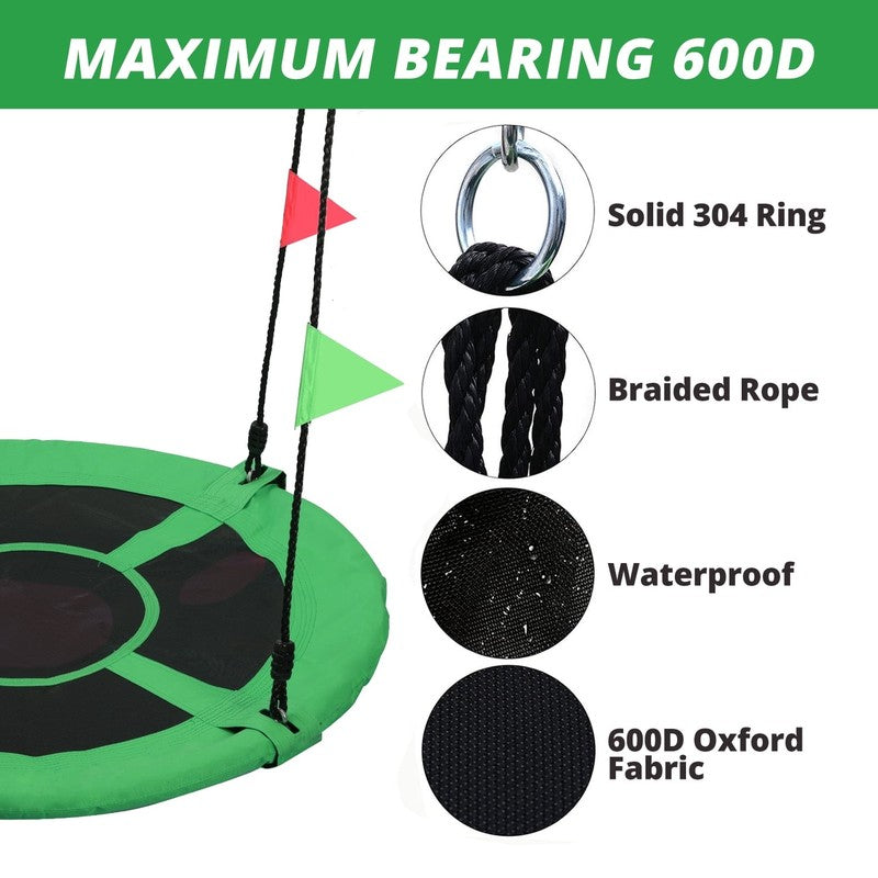 40" Saucer Tree Swing for Kids & Adults, Adjustable Rope Flying Seat, Green1