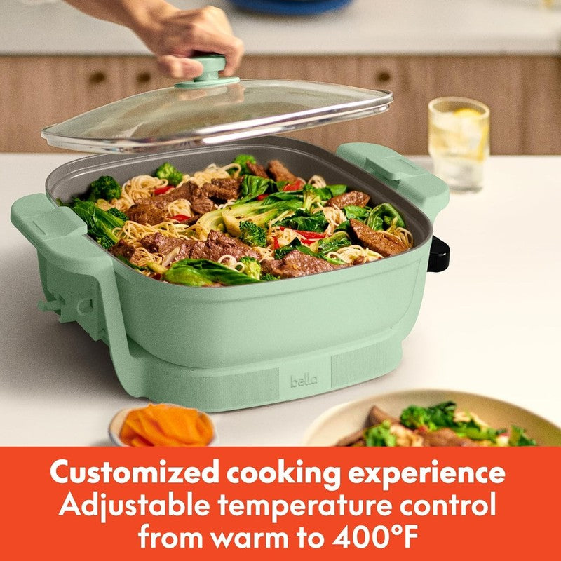 1200W Electric Skillet w/ Ceramic Coating Glass Lid Adjustable Temp4