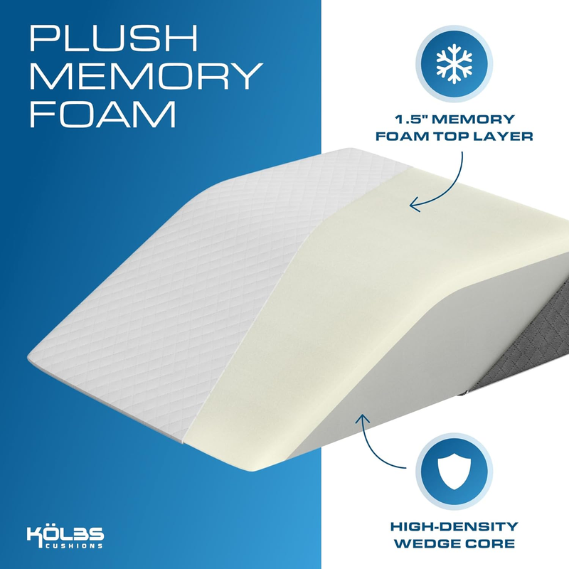 Bed Wedge Pillow 7" Flat Top Sleep Apnea Acid Reflux Back Relief2