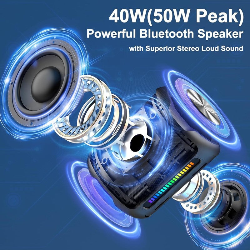 40W Bluetooth Speaker, IPX7 Waterproof, Deep Bass, RGB Light, TWS, 24H Playtime1