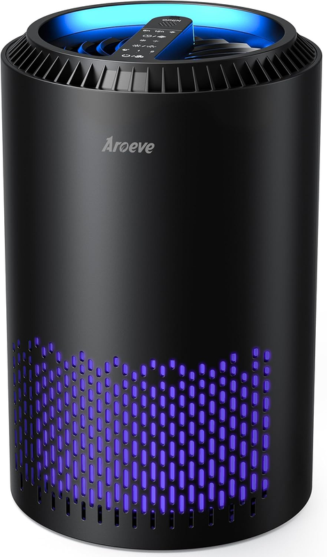 Air Purifier MK01 Black for Smoke Pets Allergies Sleep Mode CA Approved10