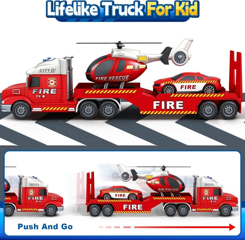 Toddler Boys Toys, 3 4 5 Large Fire Truck Toys with Lights Sounds, Truck Car wit5