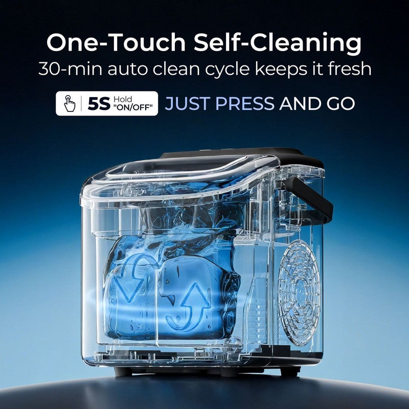 Countertop Ice Maker – 8 Cubes in 6 Mins, 26lbs/Day, Self-Cleaning Ice Machine4