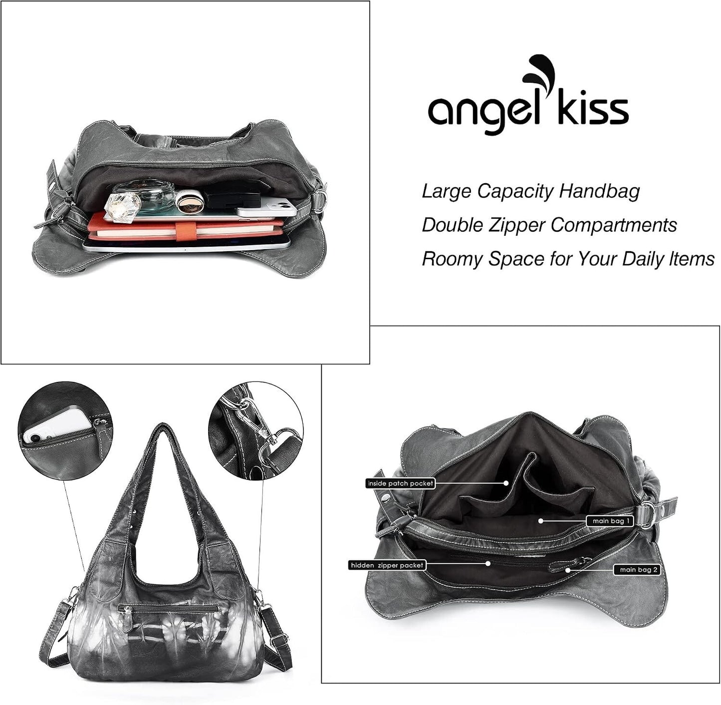 Angelkiss Women's Hobo Purse Large Daily Shoulder Bag