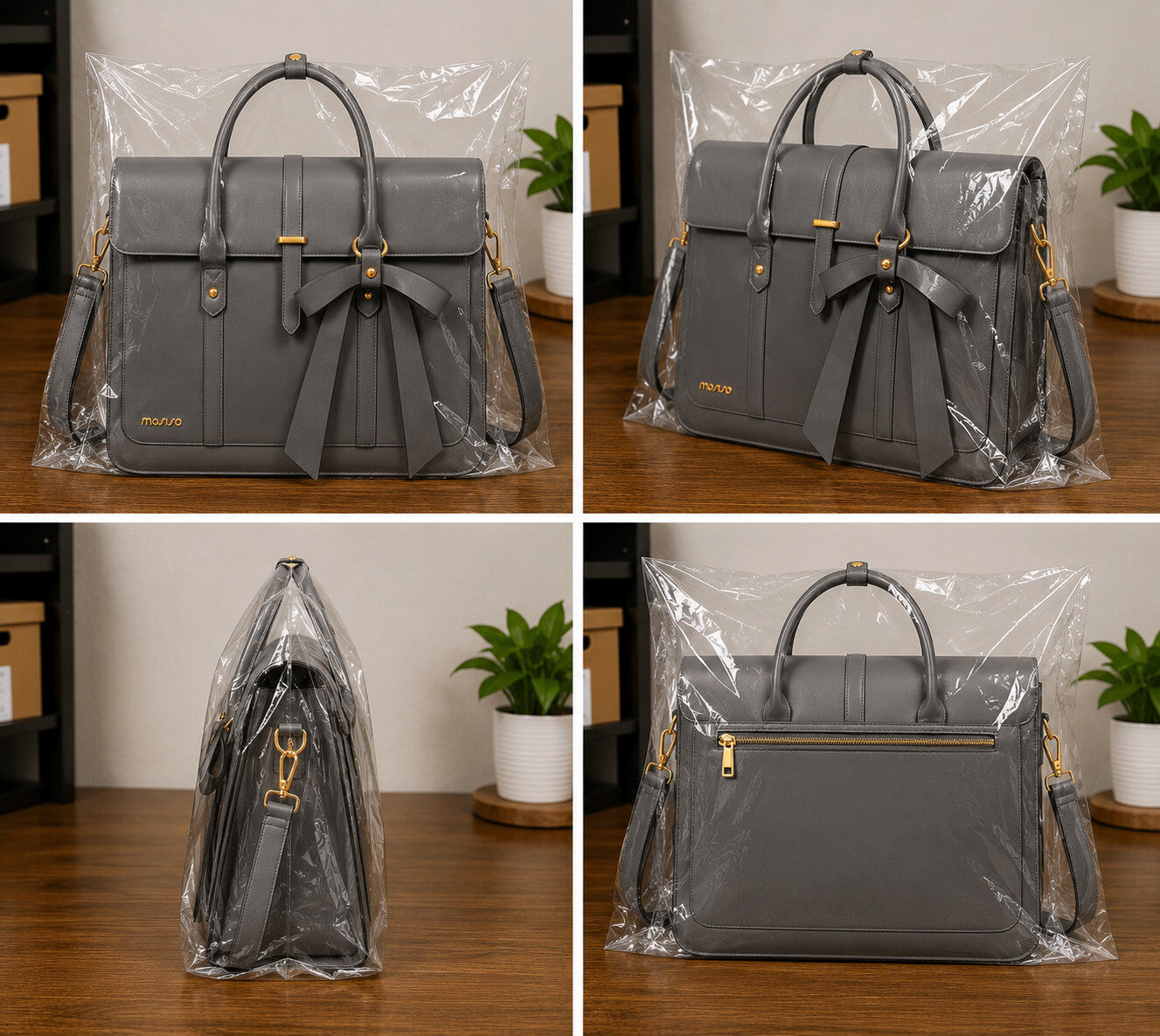 Women's PU Leather Laptop Bag Convertible Backpack Bowknot