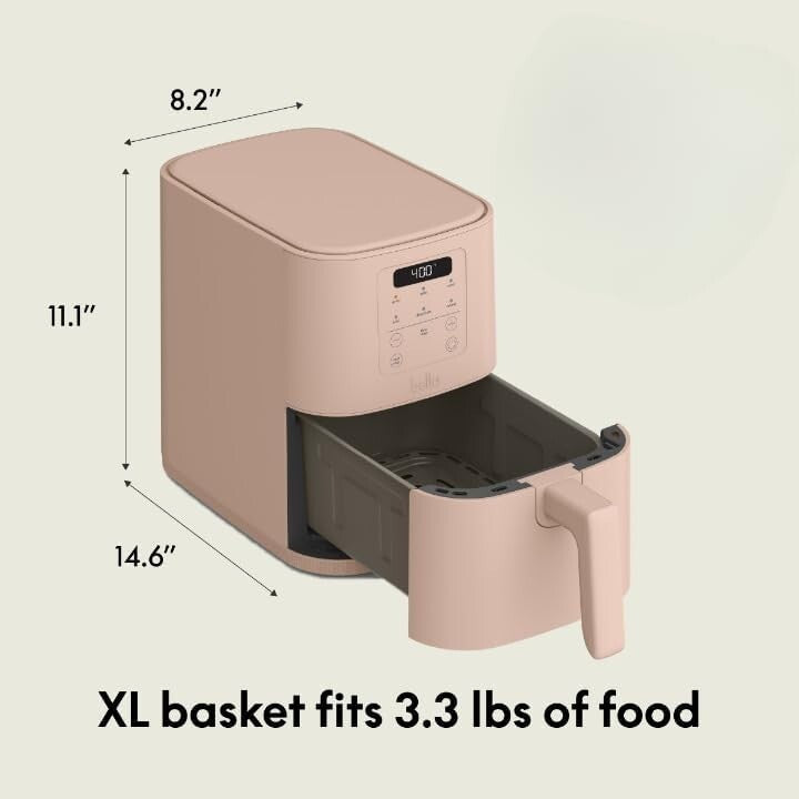 4Qt Slim Air Fryer Ceramic Nonstick 6 Presets 3.3Lb Blossom